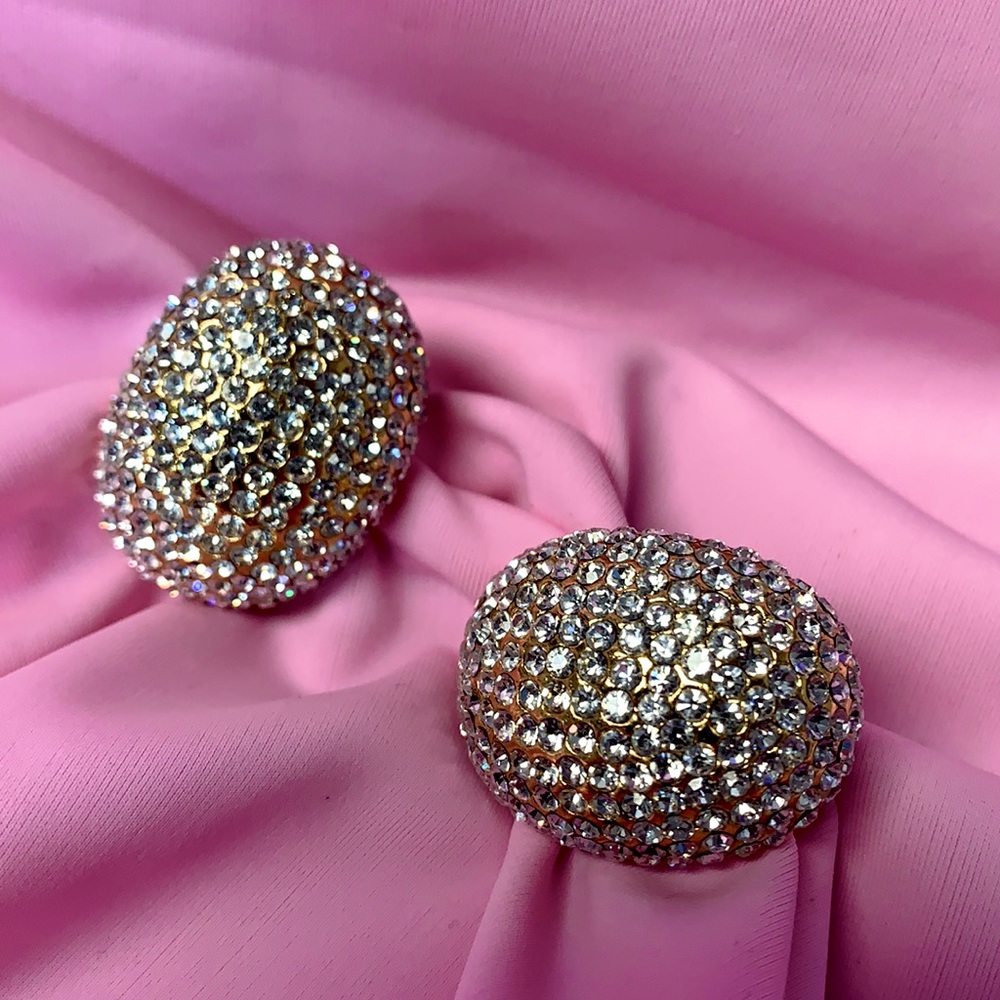 Jarin Kasi Signed Swarovski Pavé Couture Earrings